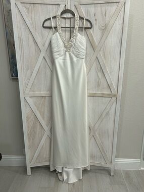 Galina Beaded Halter Wedding Dress in Ivory